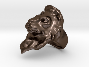 Lion Ring Size 7 in Polished Bronze Steel