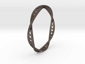 Twisted Hex Ring (Size 7) in Polished Bronzed Silver Steel