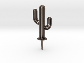 Medium Saguaro Cacti | Garden Jewelry in Polished Bronzed Silver Steel