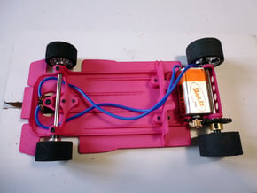 Slot car chassis for 787B 1/28 in Pink Processed Versatile Plastic