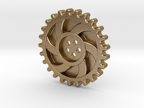 Cog Button in Polished Gold Steel