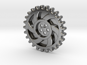 Cog Button in Polished Silver