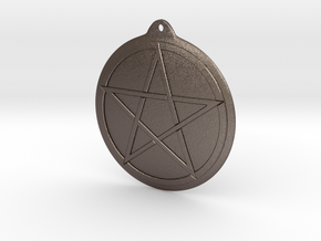 Keychain pentacle in Polished Bronzed Silver Steel
