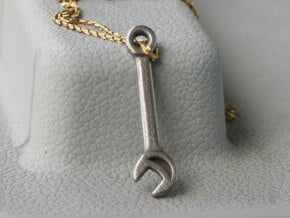 Mini Wrench Pendant in Polished Bronzed Silver Steel