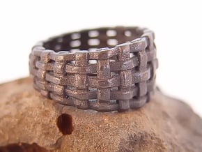 Woven Ring One in Polished and Bronzed Black Steel