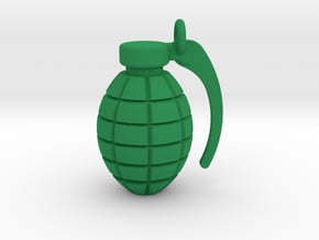 Grenade pendant/keyring in Green Processed Versatile Plastic
