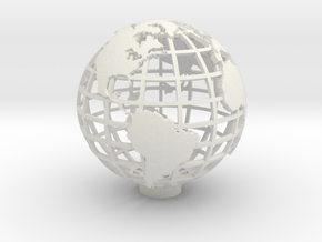 Gridded Globe for Mercator Projection 12cm in White Natural Versatile Plastic
