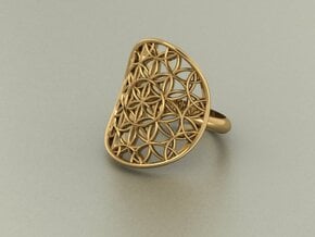 Flower of Life ring in Rhodium Plated Brass