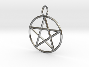 Pentacle Pendant in Fine Detail Polished Silver