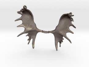 Moose Antler Pendant  in Polished Bronzed Silver Steel