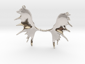 Moose Antler Pendant  in Rhodium Plated Brass