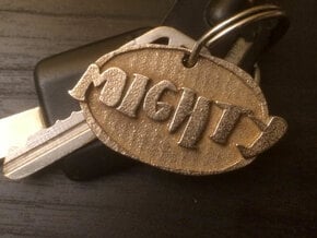 Mighty Bold (a hand drawn keychain) in Polished Bronzed Silver Steel