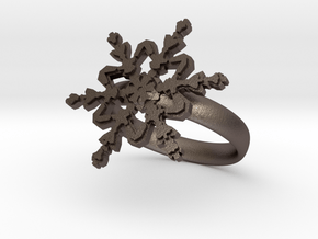 Snowflake Ring 2 d=17.5mm 0h35d175 in Polished Bronzed Silver Steel