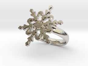 Snowflake Ring 2 d=17.5mm 0h35d175 in Rhodium Plated Brass