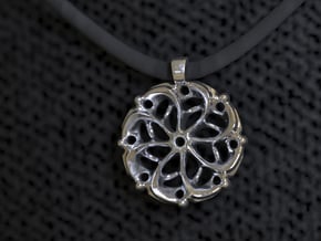 Vortex Mandala Pendant in Polished Silver