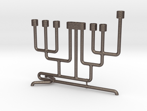 Pipe Menorah in Polished Bronzed Silver Steel