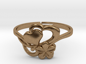 Flower Ring 1  in Natural Brass