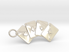 Aces Keychain in Rhodium Plated Brass