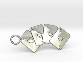 Aces Keychain in Fine Detail Polished Silver