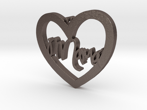 Mama heart in Polished Bronzed Silver Steel