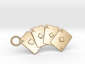 Aces Keychain in Polished Gold Steel