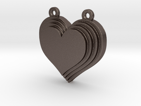 Terracing Heart Pendant in Polished Bronzed Silver Steel