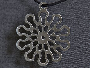 Lotus 10 Mandala Pendant in Polished Silver