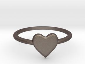 Heart-ring-solid-size-10 in Polished Bronzed Silver Steel