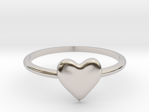 Heart-ring-solid-size-10 in Rhodium Plated Brass