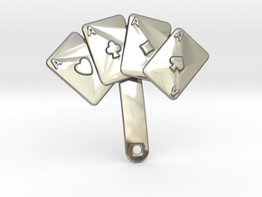 Aces Pin For Jacket in Fine Detail Polished Silver