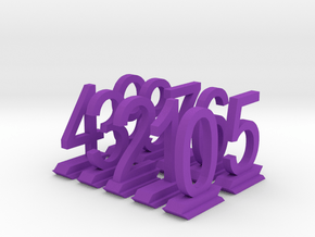 Table Number Digits 0-9 in Purple Processed Versatile Plastic