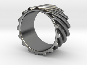 Helical Gear Ring US Size 10 in Polished Silver