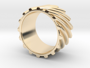 Helical Gear Ring US Size 10 in 14k Gold Plated Brass