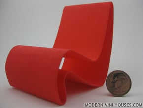 1:12 scale Amoeba modern miniature chair in White Processed Versatile Plastic