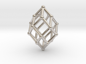 0517 Polar Zonohedron V&E [5] #002 in Rhodium Plated Brass