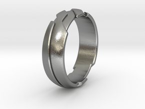 13 - G - US 3 3-8 Futuristic Ring in Natural Silver