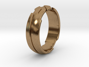 13 - G - US 3 3-8 Futuristic Ring in Natural Brass