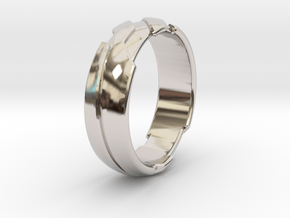 13 - G - US 3 3-8 Futuristic Ring in Platinum