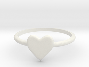 Heart-ring-solid-size-13 in White Natural Versatile Plastic