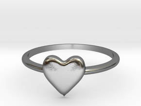 Heart-ring-solid-size-13 in Polished Silver