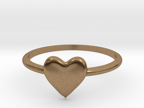 Heart-ring-solid-size-13 in Natural Brass