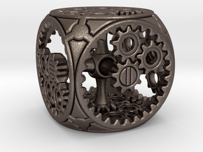 Gears Delirium I - D6 in Polished Bronzed Silver Steel
