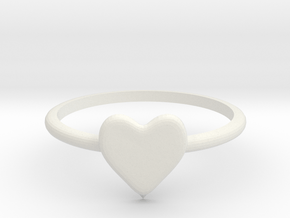 Heart-ring-solid-size-5 in White Natural Versatile Plastic