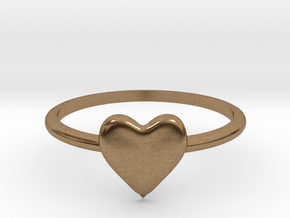 Heart-ring-solid-size-5 in Natural Brass