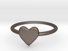 Heart-ring-solid-size-6 in Polished Bronzed Silver Steel