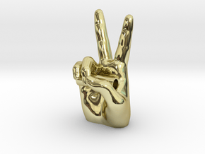 Peace Sign with Chain Tube in 18k Gold Plated Brass