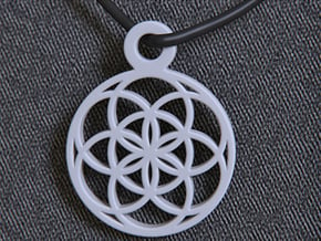 Seed Of Life Pendant in White Processed Versatile Plastic