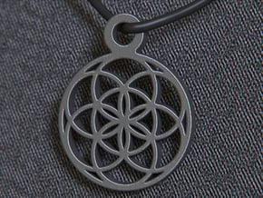 Seed Of Life Pendant in Polished and Bronzed Black Steel