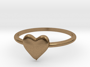Heart-ring-solid-size-11 in Natural Brass