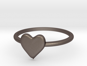 Heart-ring-solid-size-12 in Polished Bronzed Silver Steel